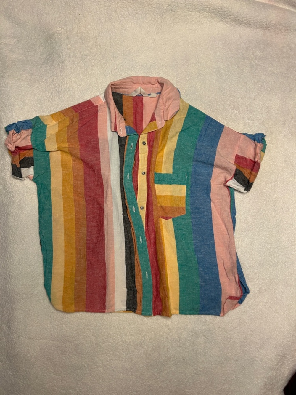 Billabong x Sincerely Jules Multicolor Vertical Stripe Button-Down Linen Shirt